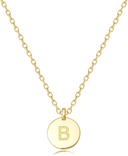 MIDDLUX Collares con inicial para mujeres y niñas, delicado regalo personalizado hecho a mano para ella, collar con dije de moneda grabada de doble