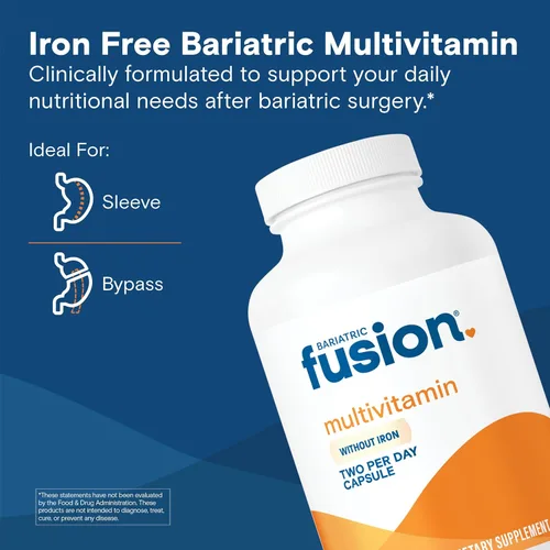 Bariatric Fusion Multivitamínico bariátrico sin hierro | Pacientes post cirugía bariátrica | Vitamina bariátrica sin hierro para bypass gástrico y