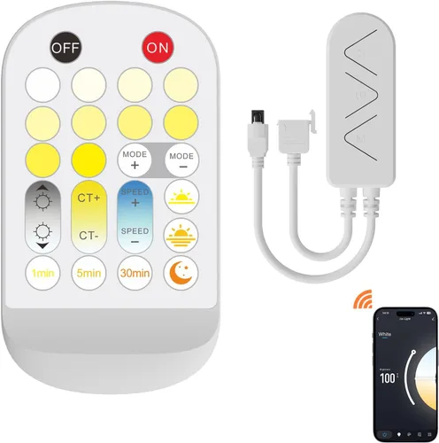Miniatura 8 de MIWISE Regulador de intensidad para tira de luz LED RGB COB, con aplicación, sincronización de música y control remoto IR para actualizar la tira