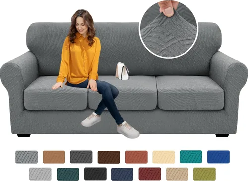 Miniatura 109 de XINEAGE - Fundas para sofá de 3 piezas, para sofá de 2 cojines extragrandes, funda súper elástica para sofá de 2 asientos, funda universal para sofá