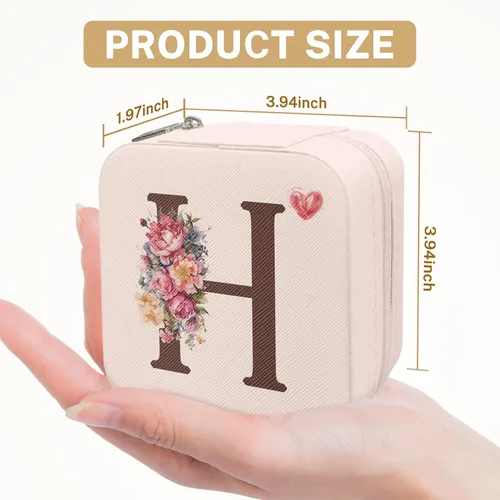 Miniatura 2 de Britown Organizador de joyas de viaje, collar y aretes, caja de joyería pequeña, regalos de cumpleaños para mujeres, mamá, hija, amiga, inicial H