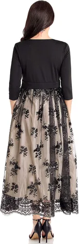Miniatura 6 de GRAPENT Women's Plus Size Sequin 34 Sleeves Evening Gown Party Long Maxi Dress