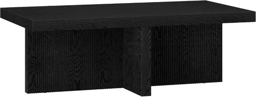 Miniatura 8 de Henn&Hart Mesa de centro rectangular de madera acanalada de 44 pulgadas con pedestal de bajo perfil con base de pedestal acanalada para sala