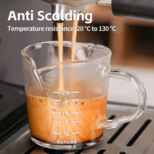 Miniatura 2 de Vaso de chupito espresso de 3 onzas con boquilla doble Barista con mango de vertido (paquete de 2)