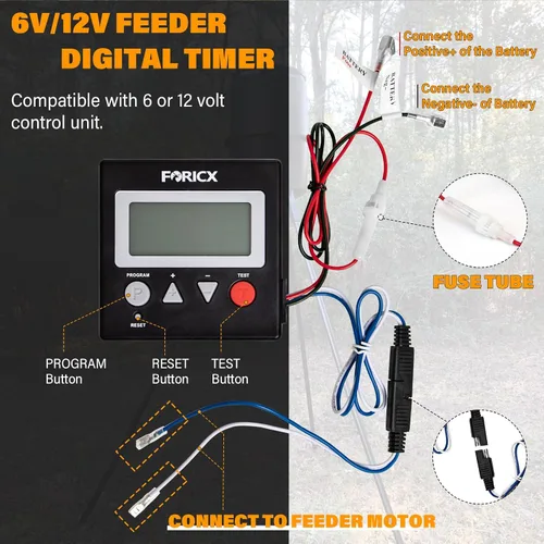 Miniatura 4 de Temporizador digital para comedero de ciervos, temporizador digital de 6 V/12 V para comedero de ciervos y comedero de cabras, temporizador
