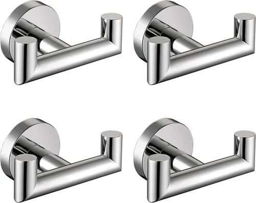 Miniatura 15 de Ganchos para toallas para baños, gancho negro mate para toallas de cocina y baño, gancho de acero inoxidable SUS304, ganchos dobles resistentes