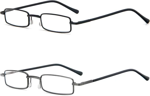 Miniatura 2 de REAVEE - 2 unidades de gafas de lectura con bolígrafo delgado para hombres y mujeres, tamaño pequeño de bolsillo, tubo con bisagra de resorte