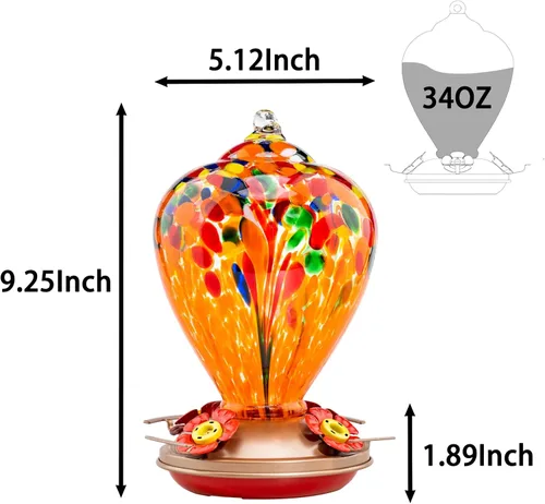 Miniatura 6 de Muse Garden Comederos de colibrí para colgar en exteriores, comedero de colibrí de vidrio soplado, regalos de colibrí para mamá, decoración