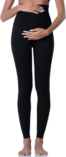 Miniatura 4 de POSHDIVAH - Mallas de maternidad, para usar sobre el vientre, pantalones de yoga para el embarazo, para entrenamiento activo