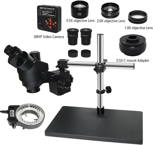 Miniatura 2 de Kit de accesorios para microscopio, 38 MP H_DMI digital USB 3.5X-90X simul-Focal Trinocular estéreo, microscopio de la industria para reparación