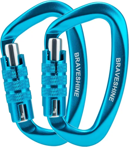 Miniatura 13 de Clips de mosquetón resistentes 12KN Aluminio D Ring Double Lock Caribeaner Hooks