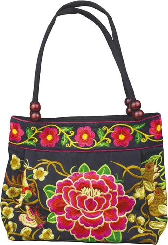 Bolsos de mano vintage únicos para mujer, bolsos de hombro bordados, bolsos de flores para dama