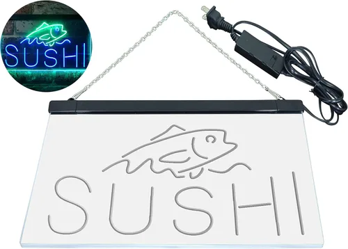 Miniatura 50 de ADVPRO Sushi Fish Sashimi Restaurant - Letrero de neón LED de doble color, azul y rojo, 12 x 8.5 pulgadas, st6s32-i3334-br
