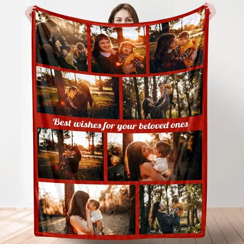Miniatura 14 de Artsadd Manta personalizada con collage de texto fotográfico, manta de fotos personalizada para hombres, mujeres, él o ella, manta personalizada