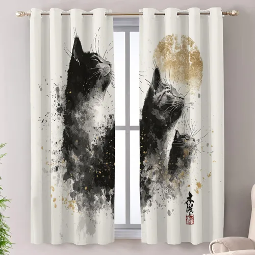Miniatura 143 de Shrahala Abstract Pattern Geometric Blackout Window Curtains, Concentric Squares Thermal Insulated Curtains Grommet Long Drapes for Bedroom,Living