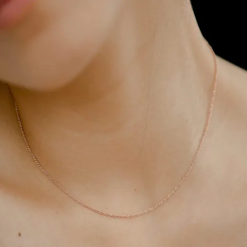 Miniatura 6 de Jewelry Affairs 14k Rose Gold Cable Link Chain Necklace, 0.8mm