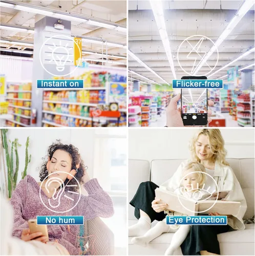 Miniatura 6 de Paquete de 4 bombillas LED T8 de 4 pies, 24 W 3000 LM, luz diurna de 6000 K, derivación de balasto, bombillas tipo B alimentadas de doble extremo