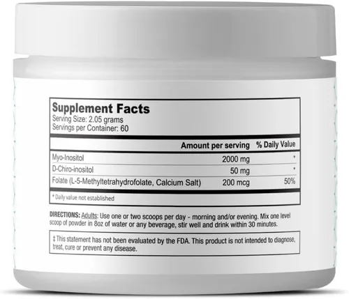 Miniatura 2 de Suplemento de inositol para mujeres - Apoya la fertilidad, el equilibrio hormonal y el ciclo menstrual, mio-inositol, D-Chiro inositol, folato
