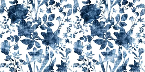 Miniatura 8 de Papel tapiz vintage azul floral para despegar y pegar, papel de contacto de hojas de ramas, impermeable, extraíble, fácil de despegar, 17.71 x 118.1