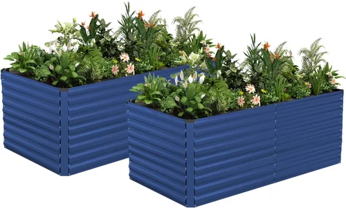 Miniatura 14 de NAVINE Cama de jardín elevada de 8 x 4 x 2 pies, macetas elevadas de metal grande, macetas para plantas al aire libre para verduras, flores