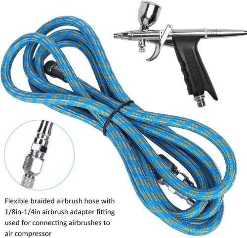 Miniatura 5 de Manguera de aire para aerógrafo, manguera de aerógrafo, manguera de aire trenzada de nailon, kit de adaptador de manguera de aire para pistola