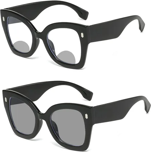 Gafas de sol de transición de gran tamaño, fotocromáticas, cuadradas, bifocales, para lectura, para mujer, moda lejana y cercana a la presbicia