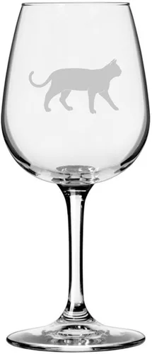 Miniatura 65 de Copa de vino de 12.75 onzas con temática de gato abisinio grabada para todo uso