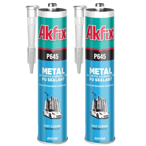 Akfix P645 Sellador de costuras beige automotriz (2 x 10.1 onzas), adhesivo de uretano para juntas de metal, sellador de techo de caravana, lijable,
