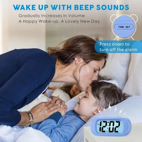 Miniatura 4 de Plumeet Reloj Despertador para Niños LCD Digital Grande Relojes Despertadores de Viaje con Repetición y Luz Nocturna - Sonido Ascendente
