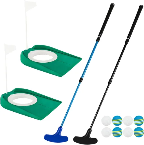 Miniatura 9 de Juego de 2 palos de golf ajustables para niños, adolescentes, diestros o zurdos, de dos vías, para hombres y mujeres, 4 pelotas de entrenamiento