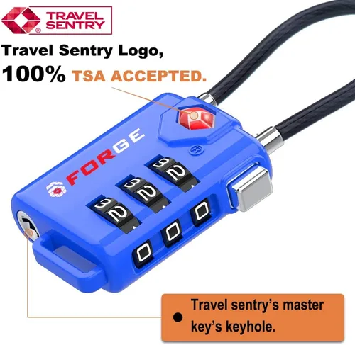 Miniatura 2 de Cerraduras aprobadas por la TSA del equipaje del cable, combinación reconfigurable con el cuerpo de la aleación, Paquete de 4 cables de 4