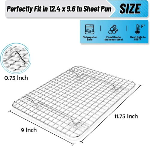 Miniatura 2 de TeamFar Rejilla de Enfriamiento, Paquete de 2 Rejillas de Acero Inoxidable para Hornear para Cocinar, Asar, Asar a la Parrilla, Secar, 11.75'' x 9