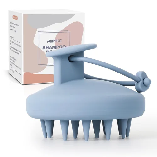 AIMIKE Cepillo masajeador de cuero cabelludo, limpiador de cabello de silicona suave para lavar el cabello, eliminar la caspa y estimular el