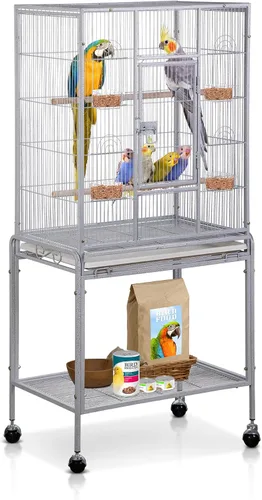 Miniatura 9 de SUPER DEAL Jaula grande de hierro forjado de 53 pulgadas para cacatúas, conure, periquitos, pinzones, Budgie, Lovebird Canary, casa mediana