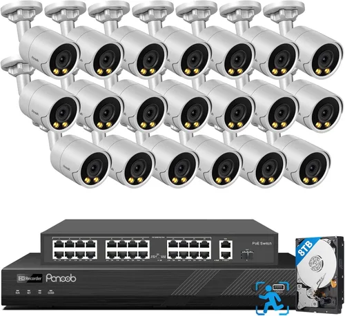 Miniatura 13 de Sistema de cámara de seguridad de 16 canales PANOOB 4K para uso comercial, NVR PoE 4K 16CH HDD 4TB, 16x cámaras IP al aire libre con cable 8MP