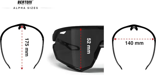 Miniatura 4 de Bertoni Gafas de sol deportivas para ciclismo MTB Running para hombres y mujeres en TR90 lente ancha antivaho mod. ALPHA NUEVO Negro brillante/verde