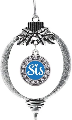 Miniatura 59 de Inspired Silver - Bonita bandera estadounidense - Adorno de Navidad plateado - Adorno de árbol de Navidad con dije circular con circonita cúbica