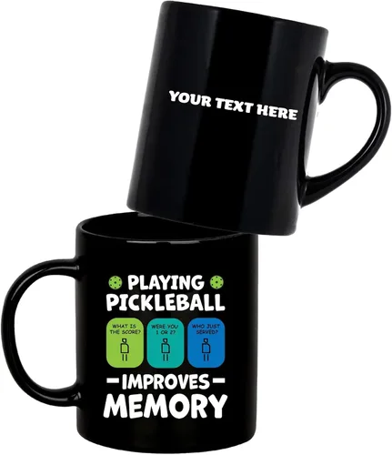 Miniatura 10 de Taza de cerámica Playing Pickleball Improves Memory Pickleball Lovers Gifts Coffee Cup 11 oz (negro)