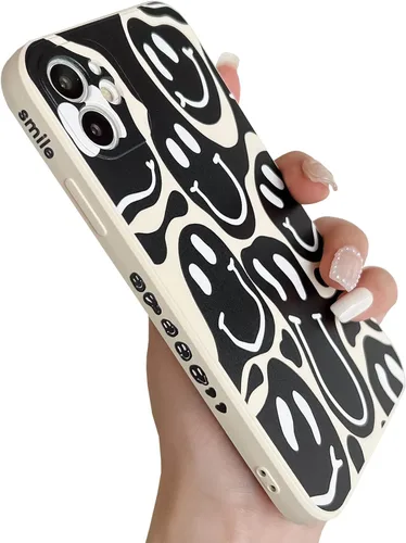 Miniatura 38 de Bonita funda para teléfono compatible con iPhone 13 Pro Max, fundas de silicona líquida, diseño femenino de caricaturas, goma de gel suave de negro