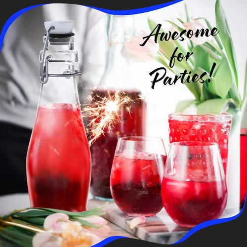 Miniatura 8 de Nevlers Botellas de vidrio con tapa abatible de lágrima de 8.5 onzas con tapas, botella de vidrio abatible con tapón, paquete de 12