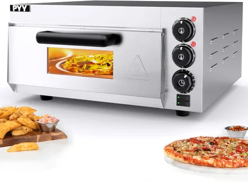 Miniatura 10 de PYY Horno eléctrico para pizza de 12 pulgadas, para encimera, para interiores, máquina para hacer pizza comercial para el hogar con temporizador