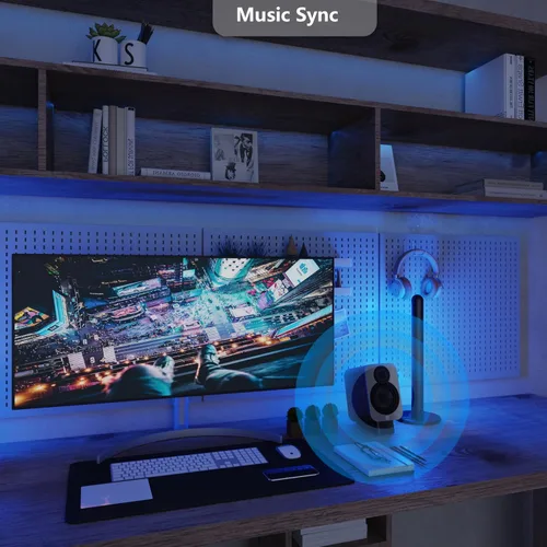 Miniatura 7 de LAMPAOUS Barras de luz LED inteligentes, funcionan con Alexa y Google Assistant, retroiluminación RGBCW WiFi TV con modos de escena y música