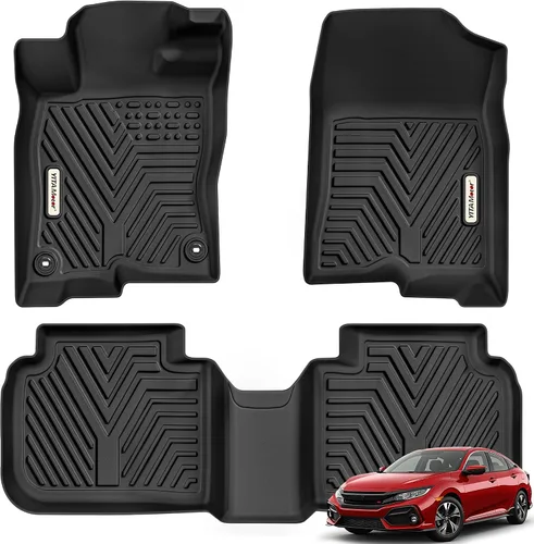 Miniatura 12 de YITAMOTOR Alfombrillas de Piso Compatibles con Honda Civic Sedan 2012 2013 2014 2015 (No Coupe), Negro Para Todo Clima Ajuste Personalizado Juego
