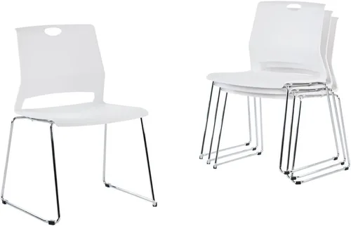 Miniatura 10 de Sidanli Sillas apilables para negocios, sillas de comedor modernas para el hogar, color verde (juego de 4)