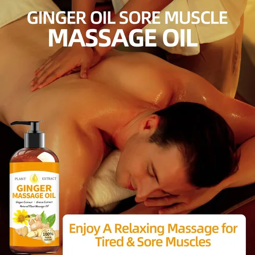 Miniatura 5 de Aceite de masaje de jengibre para terapia de masaje, drenaje linfático de aceite de jengibre, aceite de masaje muscular dolorido, aceite corporal