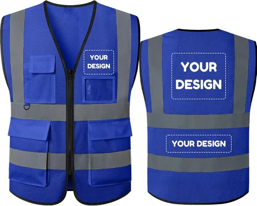 Miniatura 36 de BeautyWill Chalecos de seguridad con logotipo personalizado, chaleco reflectante clase 2 ANSI con bolsillos cremallera alta visibilidad construcción