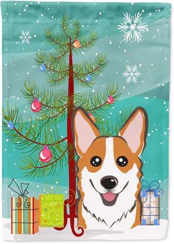 Miniatura 128 de Caroline's Treasures BB1622CHF - Bandera de casa Shih Tzu con árbol de Navidad y gris plateado para porche, grande, para colgar en la pared