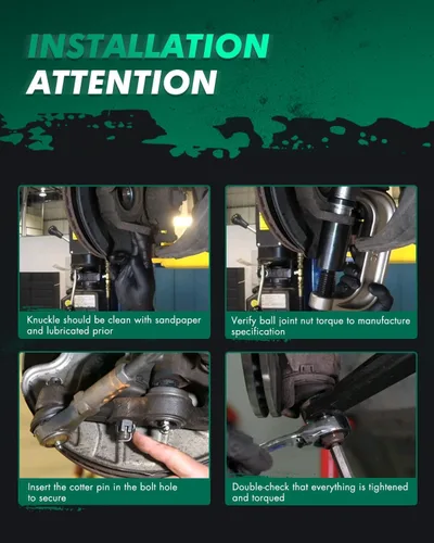 Miniatura 6 de Kit de suspensión de 8 piezas, 2 juntas de bola inferior, 2 barras de conducción, lado del conductor del pasajero, 2 interiores y 2 exteriores