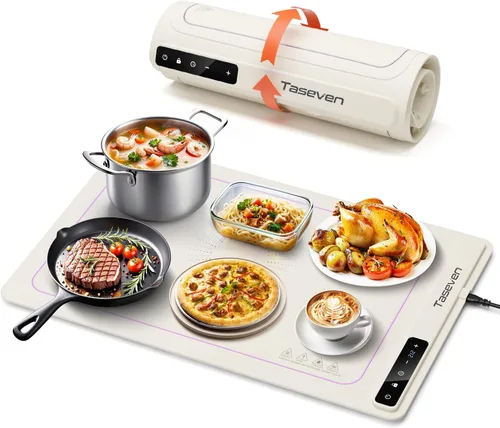 Miniatura 8 de Alfombrilla de calentamiento de alimentos, bandeja de calefacción de silicona con 7 ajustes de temperatura, almohadilla térmica rápida de superficie