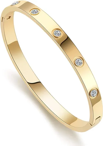Miniatura 2 de My Daily Styles Pulsera de acero inoxidable con bisagras CZ para mujer, tamaño 7 pulgadas